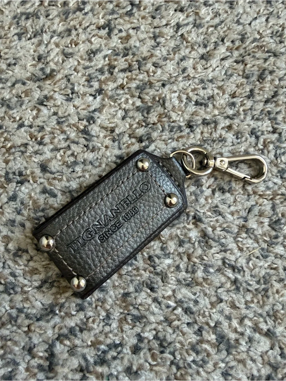 Tignanello Dark Brown Pebbled Leather Key Holder with Silver Hardware